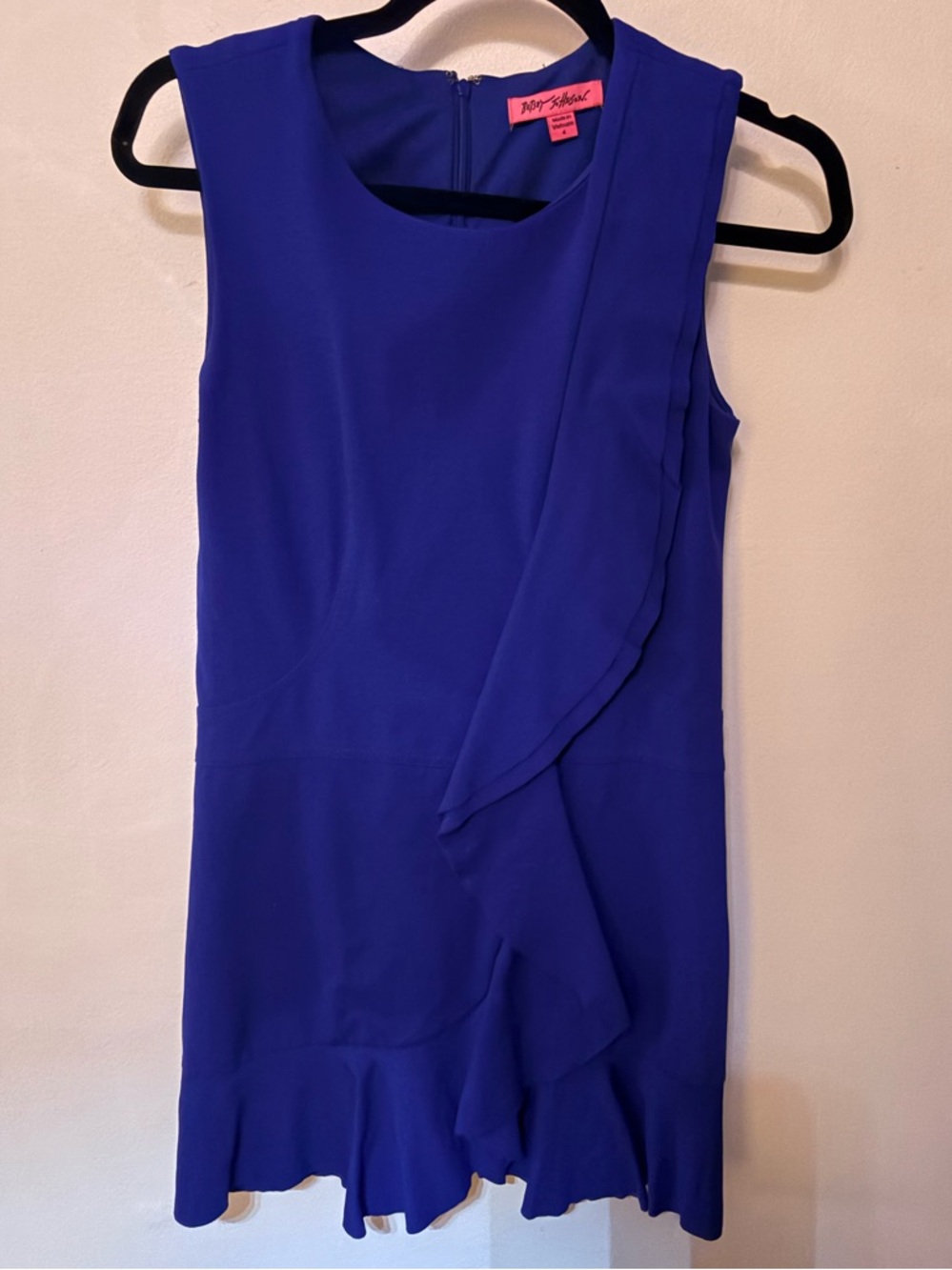 Betsey Johnson Royal Blue Sleeveless Ruffle Mini Dress